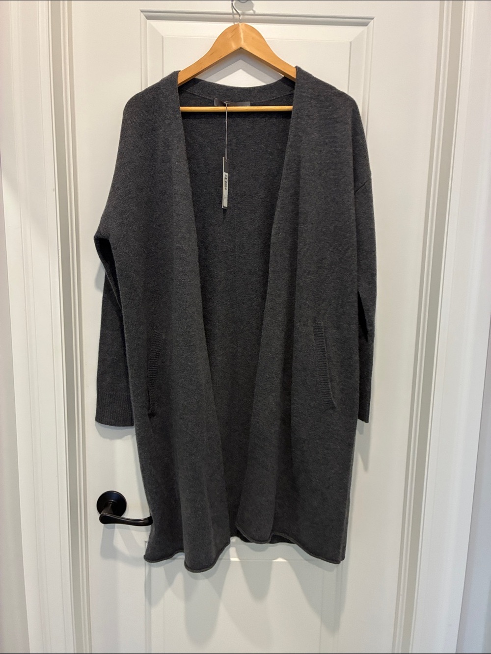 360 Sweater Charcoal Open-Front Knit Cardigan size small